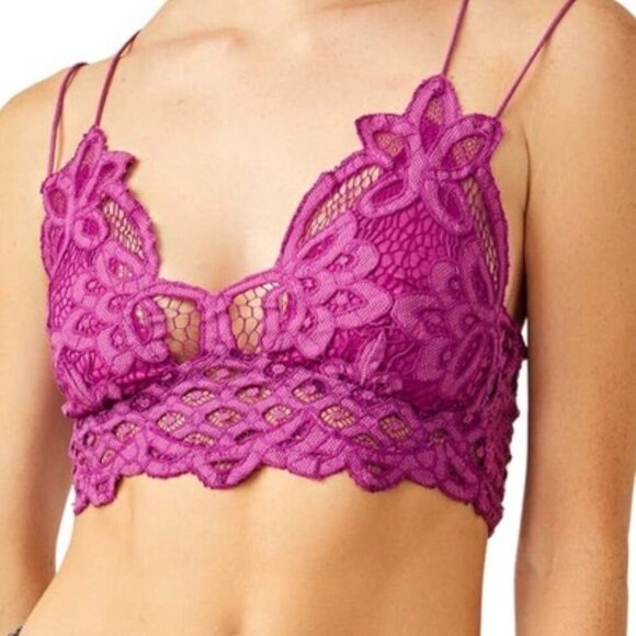 FREE PEOPLE Intimately Medium Adella Longline Bralette In Radiant Orchid Pink - Picture 1 of 6